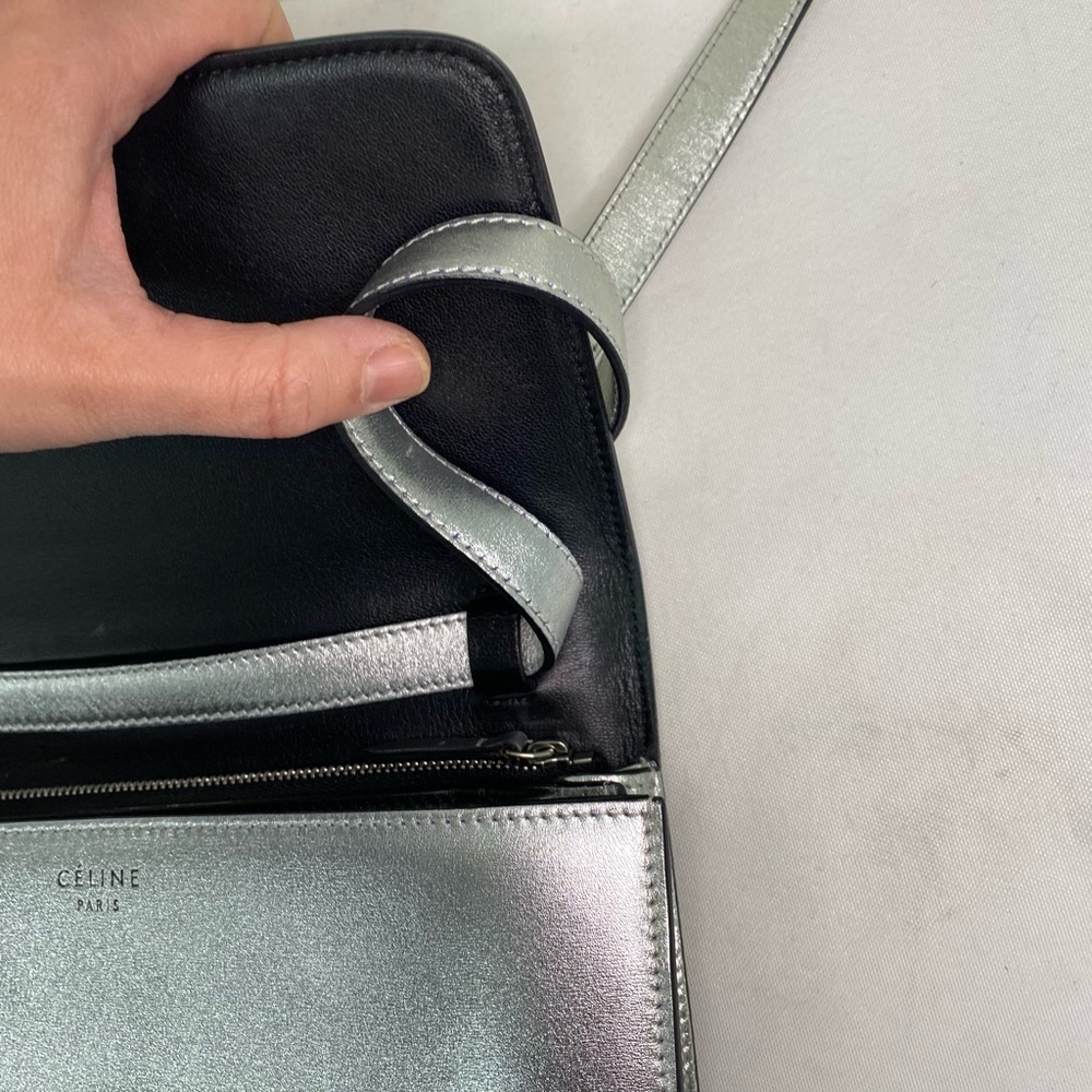Silver Metallic Celine Classic Box Handbag - Picture 6 of 7